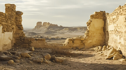 January ancient egyptian ruins at siwa oasis, echoing alexander the great's legendary prophecy. Echoing Ruins. Illustration