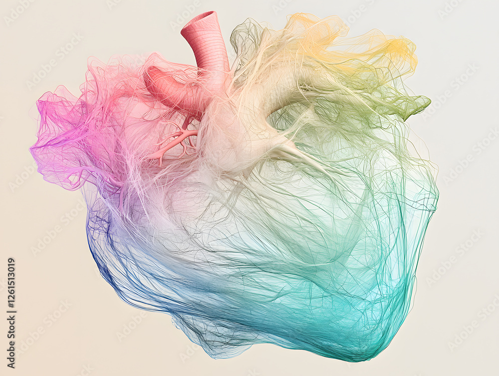 Aufkleber artistic representation of a heart abstract space digital art colorful environment inviting viewpoin