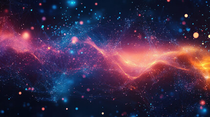 Fototapeta premium Abstract background with glowing particles and connections, a data transfer concept