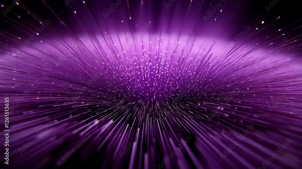 Poster purple burst of light creates captivating visual effect in abstract design with dynamic elements and