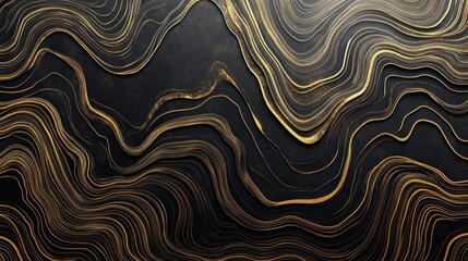 Abstract Gold and Black Swirls: A Luxurious Digital Art