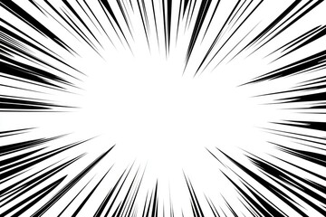 Fototapeta premium Abstract black and white radial lines creating a speed or zoom effect, ideal for backgrounds or design elements.