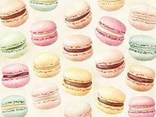 Obraz premium Watercolor Pastel Macarons Pattern