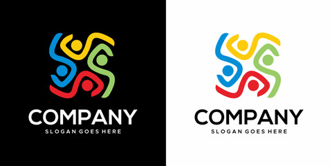 abstract human symbol community vector logo