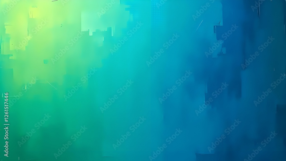 Poster a vibrant abstract gradient blending shades of green and blue, creating a serene and calming visual 