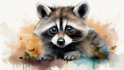 Obraz premium Waschbär, weißer Hintergrund