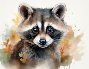 Waschbär, weißer Hintergrund