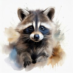 Obraz premium Waschbär, weißer Hintergrund