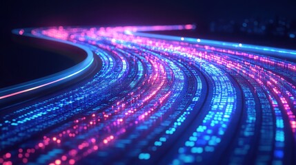 Fototapeta premium Abstract glowing digital data stream.