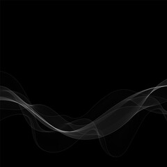 Color light white on black background. Abstract waves design. Eps 10