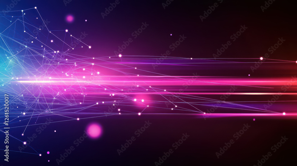 Aufkleber abstract background with polygonal network lines and dots on a gradient color background of purple