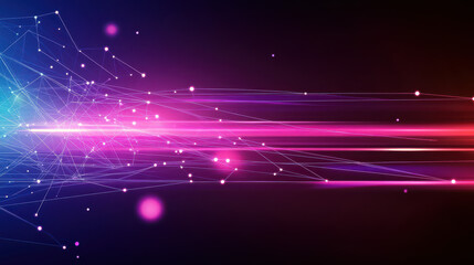 Obraz premium Abstract background with polygonal network lines and dots on a gradient color background of purple