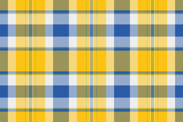 Vibrant yellow, blue, and olive plaid pattern. Perfect for textile design, apparel, website backgrounds, or any project needing a cheerful, geometric texture.