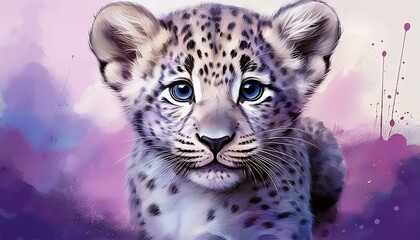 Leopard, lila Hintergrund