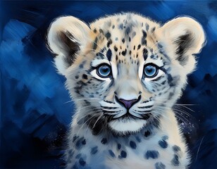 Leopard, blauer Hintergrund