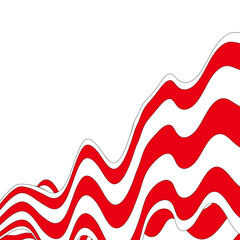 Abstract striped wave illusion. Vector design element. Red and white lines. Eps 10