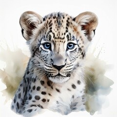 Fototapeta premium Leopard, weißer Hintergrund