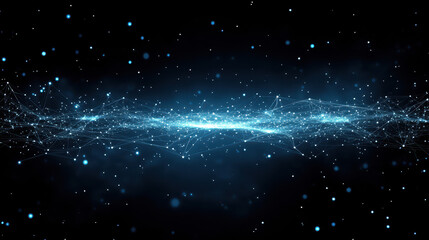 Obraz premium Abstract background with glowing blue particles and dots on a black background