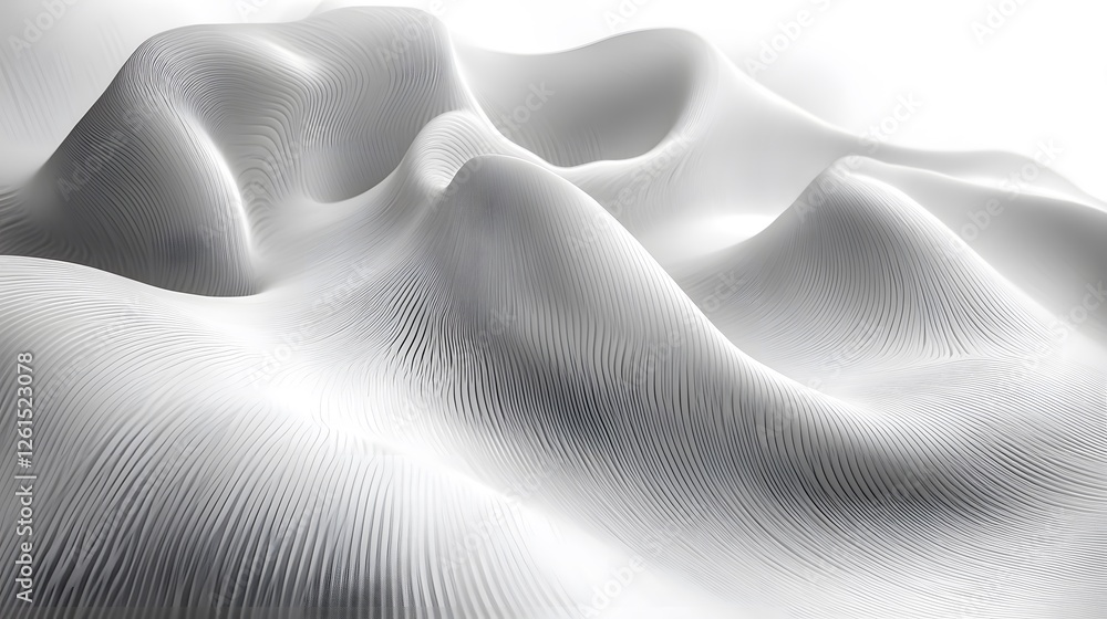 Poster minimalist 3d wavy pattern with simple lines and intersections on a white background