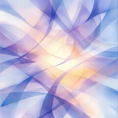 A soft, abstract design featuring flowing curves in pastel shades of blue, purple, and yellow, creating a tranquil and harmonious visual experience.