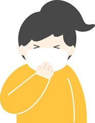 마스크 쓰고 기침하는 여자