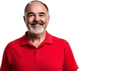 Fototapeta premium Happy Smiling Senior Man Wearing Red Polo Shirt
