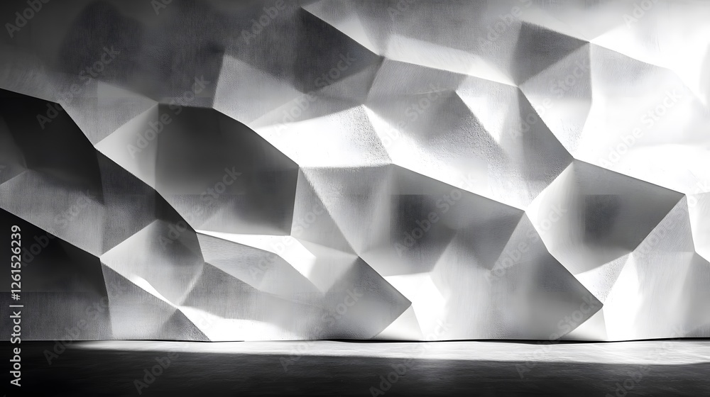 Poster minimalist white wall with light creating angular shapes and texture shadows in a modern interior se