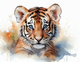 Obraz premium Tigerbaby, weißer Hintergrund