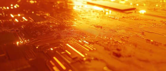 Abstract Golden Circuit Board: Technological  Texture