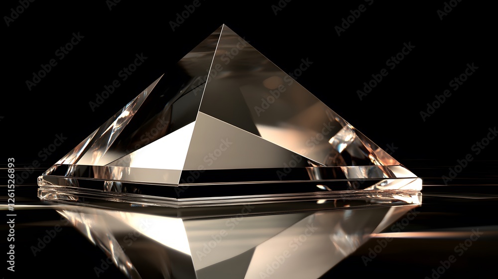 Aufkleber diamond on reflective surface with isolated minimalist 3d triangular prism design