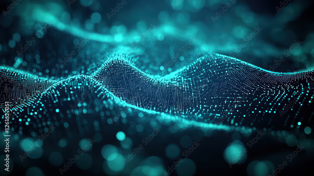 Poster abstract background with dark blue glowing digital connections, a network of dots and lines in space