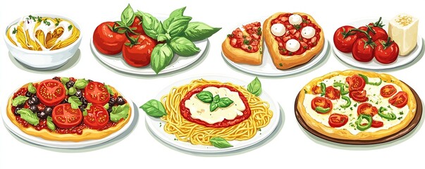 Delicious Italian Cuisine: Savory Pasta, Pizza, and Tomato Dishes