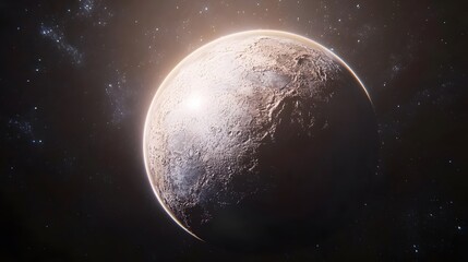 Fototapeta premium A stunning view of a celestial body, possibly a planet or moon, in the vast expanse of space.