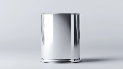 Sleek Silver Cylinder: A Minimalist Product Mockup