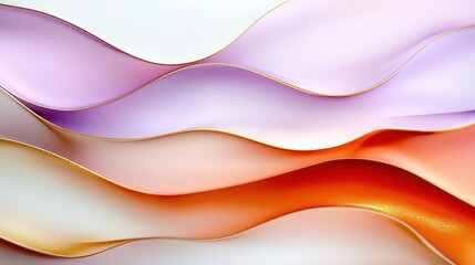 Abstract Wavy Layers of Pastel and Gold
