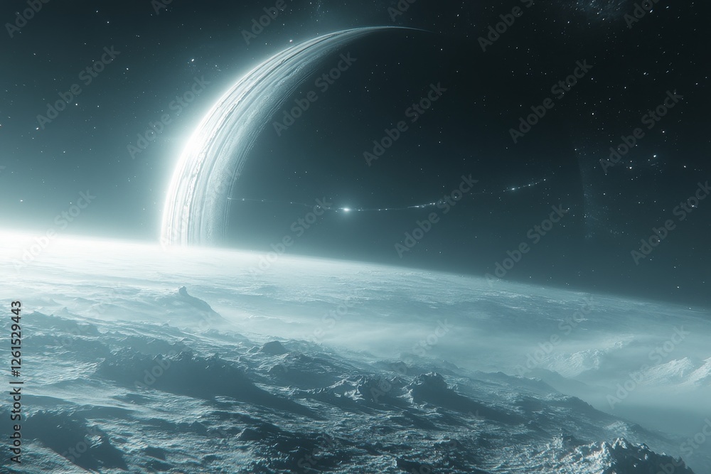 Aufkleber space satellite orbiting ring structure in captivating depth of universe exploration