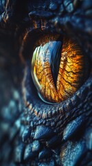 Enigmatic Gaze of a Majestic Dragon Revealed Through the Intricate Scales Surrounding its Eye in Close-Up Detail