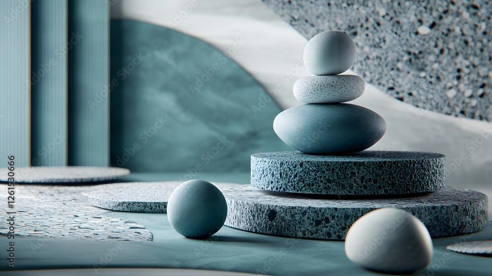 Aufkleber creative stack of rocks and layered shapes arranged in a unique professional design