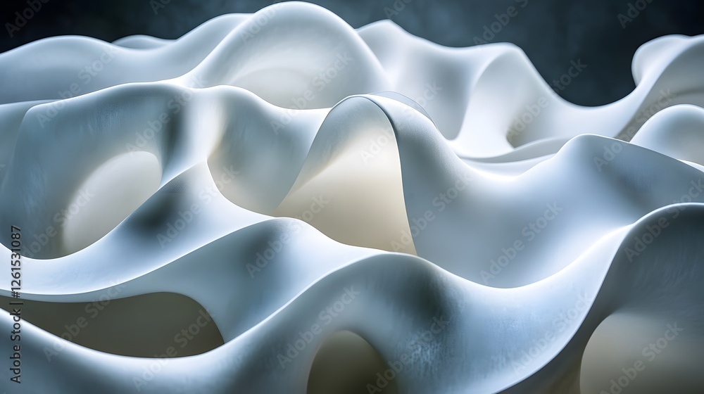 Poster close up of a white flower with inverted shapes displayed against a dark background