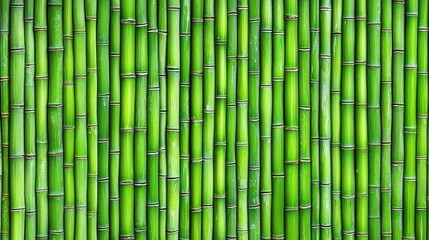Fototapeta premium Close-up view of vibrant green bamboo stalks arranged vertically, creating a lush natural backdrop