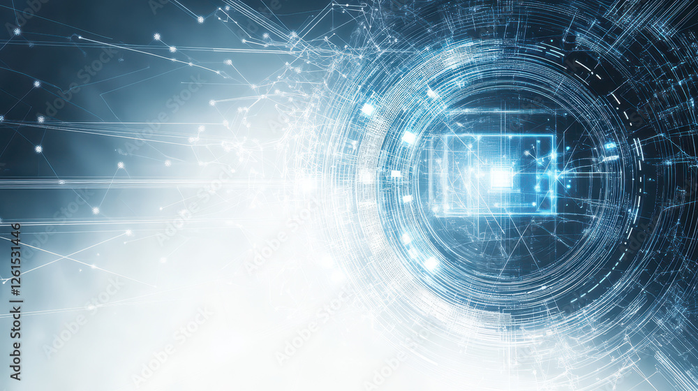 Aufkleber abstract technology background with blue and white colors, digital network connection vector illustr