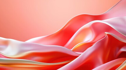 Fototapeta premium Abstract Coral Silk Fabric Draped Waves