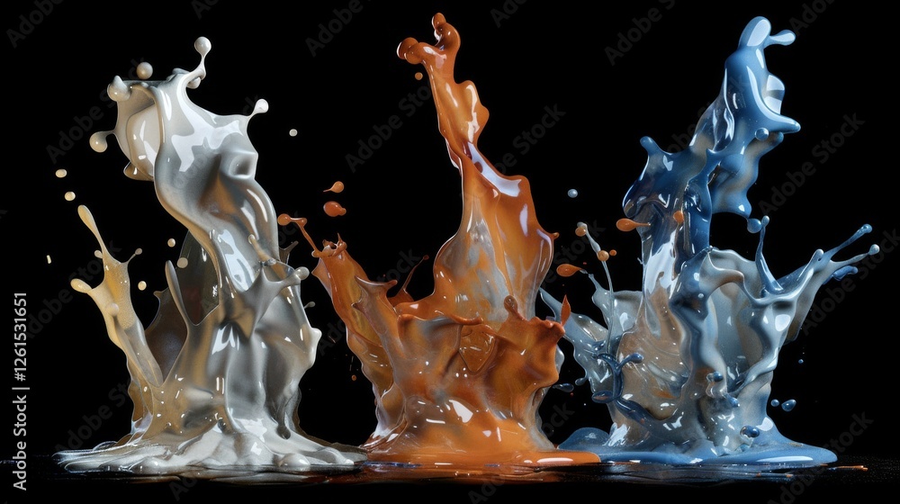 Aufkleber fluid symphony: a captivating display of dynamic liquid splashes suspended in mid-air, frozen in tim