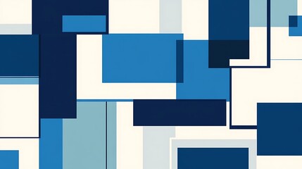 Abstract Blue and White Geometric Composition