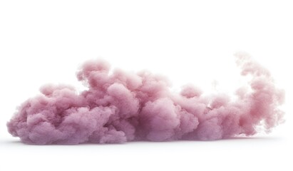 Pink smoke cloud formation isolated on white background