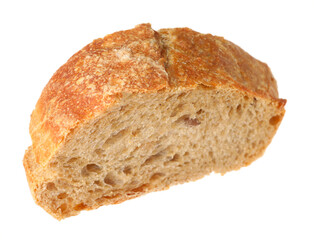 Piece of fresh baguette isolated on white