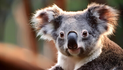 Obraz premium Close-Up of a Koala, Emphasizing Its Gentle Expression and Fur Texture