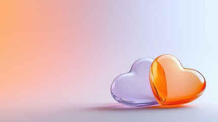 Two Glass Hearts Resting Gently Together