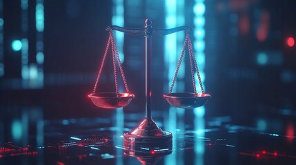 Abstract representation of AI bias detection illustrated as a balanced scale measuring algorithmic fairness 