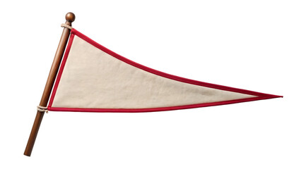 Blank Pennant Flag with Red Border and Wooden Staff